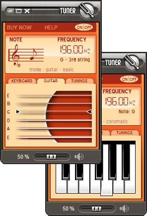 Guitar tuner for PC/Windows for standard and open tunings